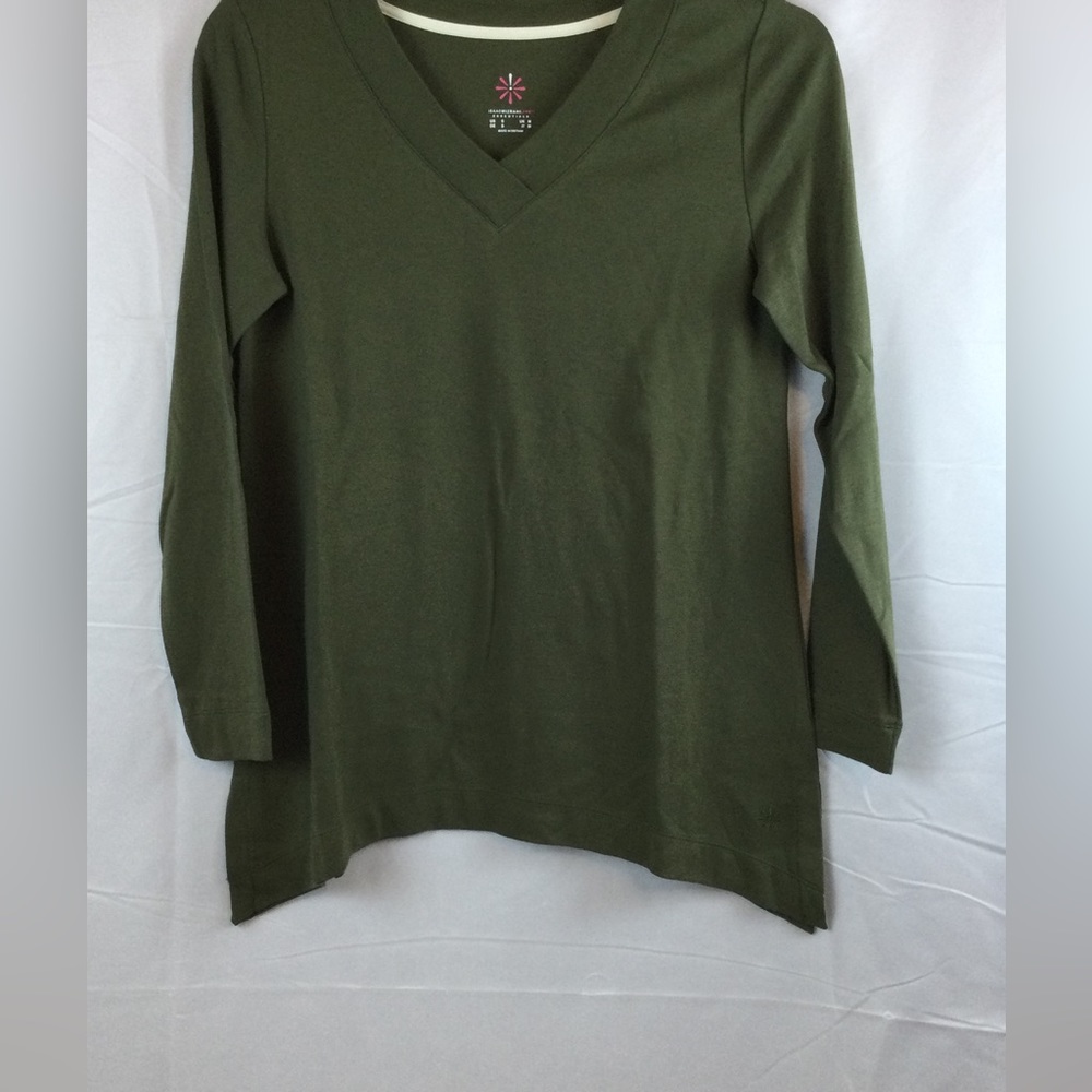 Isaac Mizrahi Tunic Top Size Small Olive Green Shirt